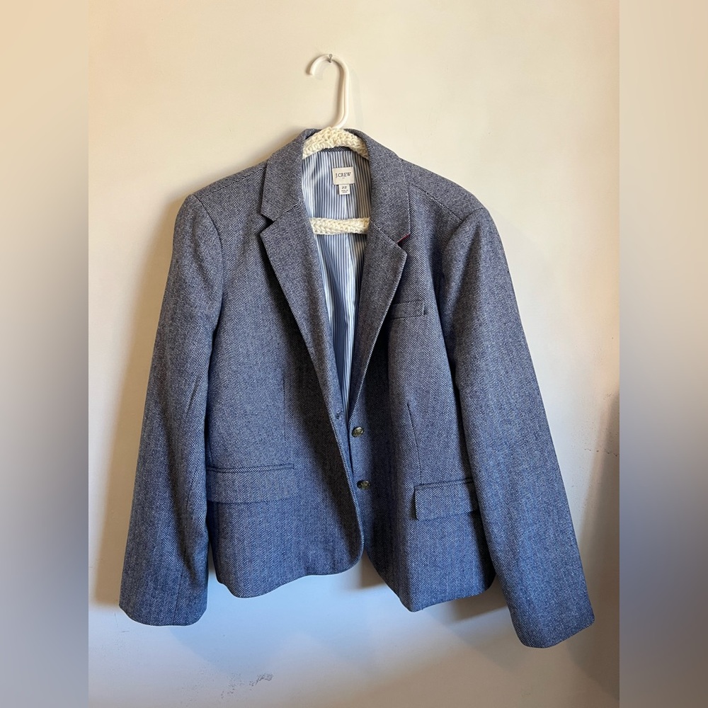 J.Crew Blue and White Chevron Pattern Blazer